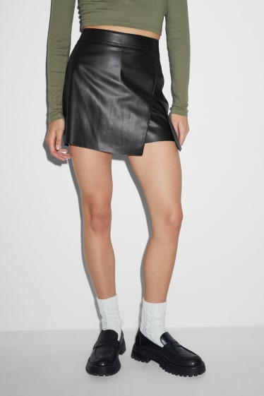 Damen - CLOCKHOUSE - Skort - Lederimitat - schwarz