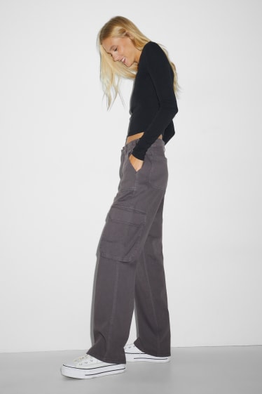 Femmes - Pantalon cargo - gris foncé