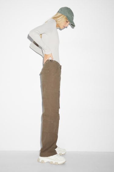 Damen - Stoffhose - Mid Waist - Straight Fit - khaki