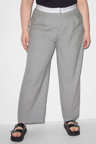 Damen - CLOCKHOUSE - Stoffhose - High Waist - Wide Leg - grau