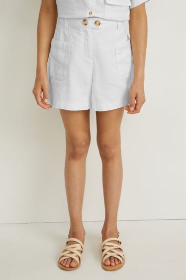 Nena - Pantalons curts - mescla de lli - blanc trencat