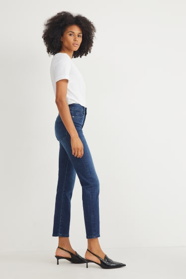 Women - Straight jeans - high waist - blue denim