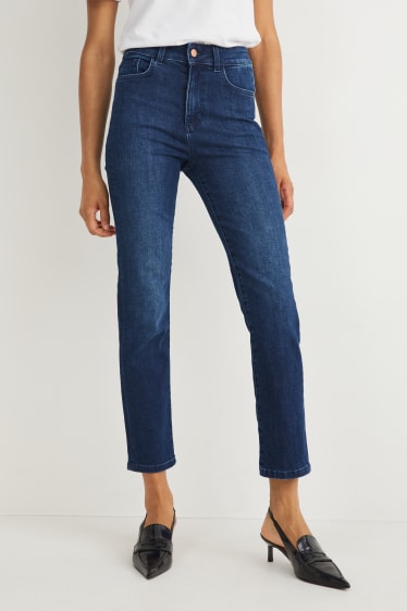 Women - Straight jeans - high waist - blue denim