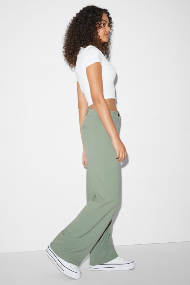 Damen - CLOCKHOUSE - Stoffhose - Mid Waist - Straight Fit - grün