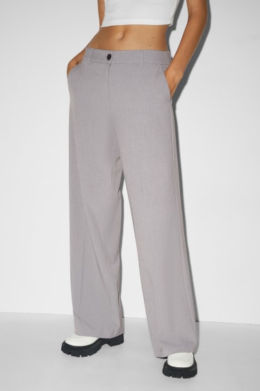 Women - CLOCKHOUSE - cloth trousers - mid-rise waist - straight fit - gray