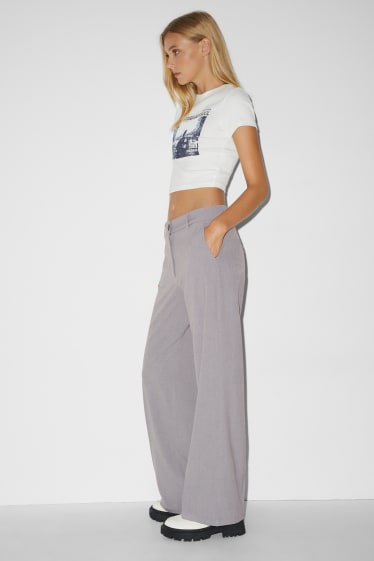 Women - CLOCKHOUSE - cloth trousers - mid-rise waist - straight fit - gray