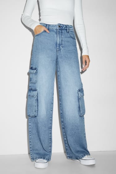 Damen - CLOCKHOUSE - Wide Leg Jeans - High Waist - jeansblau