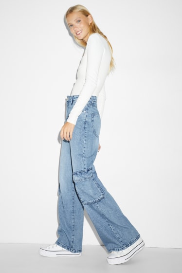 Damen - CLOCKHOUSE - Wide Leg Jeans - High Waist - jeansblau