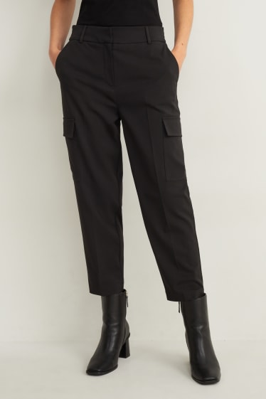 Damen - Cargohose - schwarz