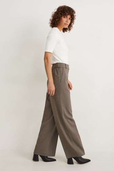 Kobiety - Spodnie - wysoki stan - szerokie nogawki - beżowy