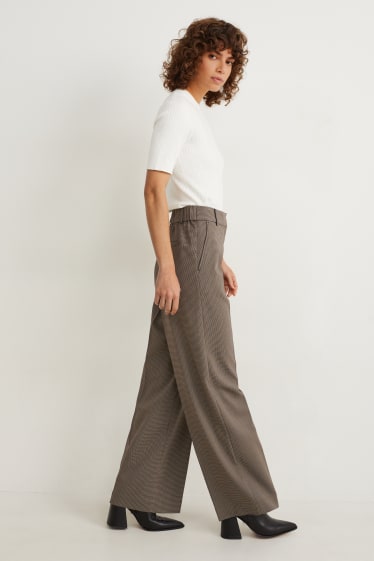 Femmes - Pantalon - high waist - wide leg - beige