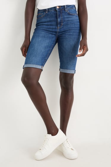 Damen - Jeans-Bermudas - Mid Waist - LYCRA® - jeansblau