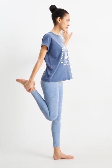 Damen - Sport-Leggings - seamless - UV-Schutz - hellblau