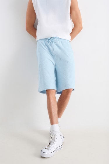 Men - Terry cloth sweat shorts - light blue