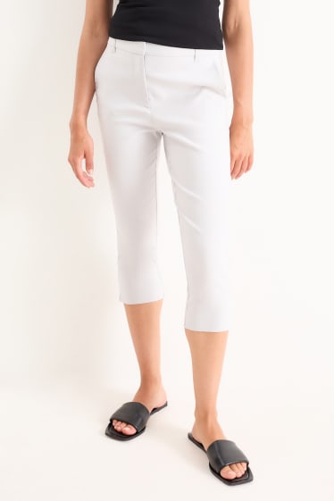 Dames - Capri broek - mid waist - slim fit - lichtgrijs