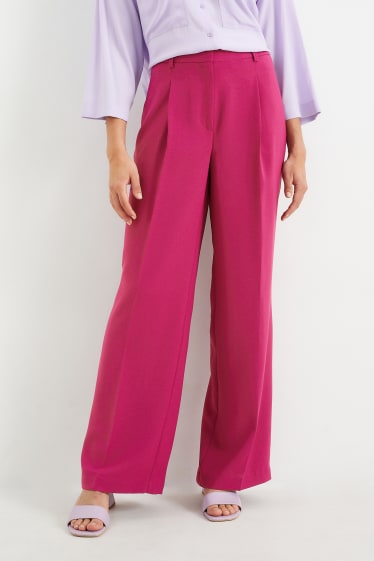 Donna - Pantaloni di stoffa - vita alta - gamba ampia - viola