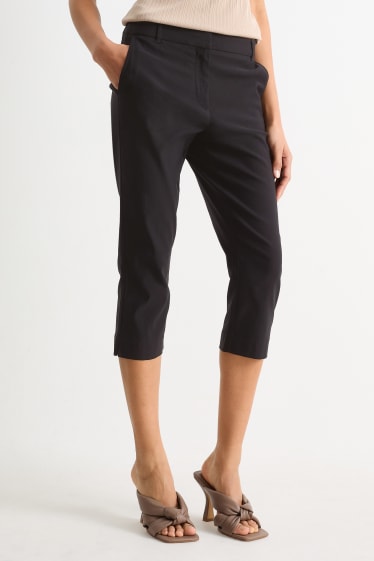 Dames - Capri broek - mid waist - slim fit - zwart