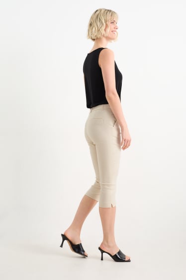 Femmes - Pantalon corsaire - mid waist - slim fit - beige clair