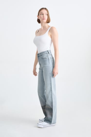 Dames - Loose fit jeans - high waist - jeanslichtblauw