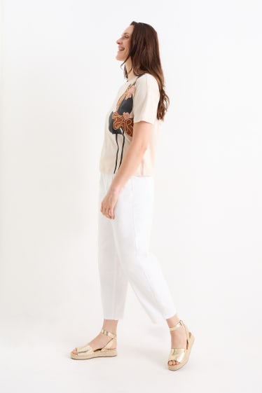 Mujer - Pantalón de tela - mid waist - tapered fit - blanco