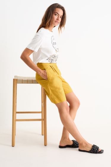 Dames - Shorts - high waist - geel