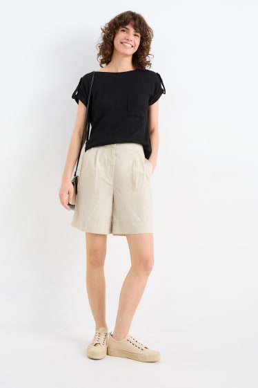 Femmes - Short - high waist - beige clair