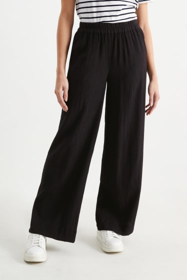Mujer - Pantalón de tela - high waist - wide leg - negro