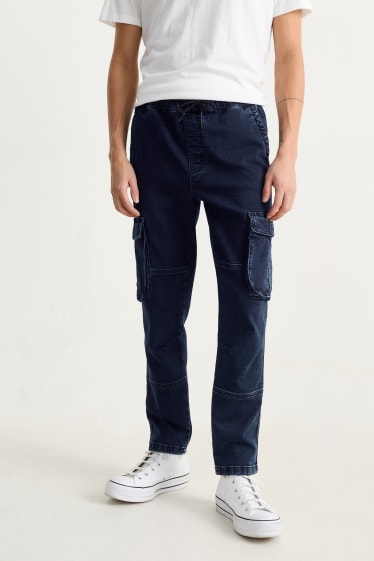 Herren - Cargo Jeans - Tapered Fit - Jog Denim - LYCRA® - dunkeljeansblau