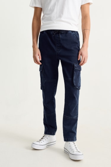 Men - Cargo jeans - tapered fit - jog denim - LYCRA® - denim-dark blue