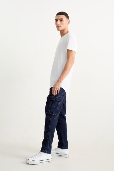 Men - Cargo jeans - tapered fit - jog denim - LYCRA® - denim-dark blue