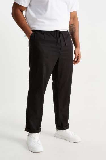 Herren - Chino - Tapered Fit - Leinen-Mix - schwarz