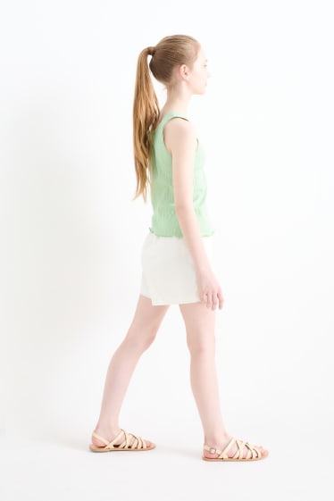 Kinderen: meisjes - Shorts - linnenmix - crème wit