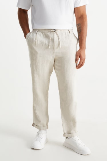 Bărbați - Chino - Tapered Fit - Leinen-Mix - bej deschis