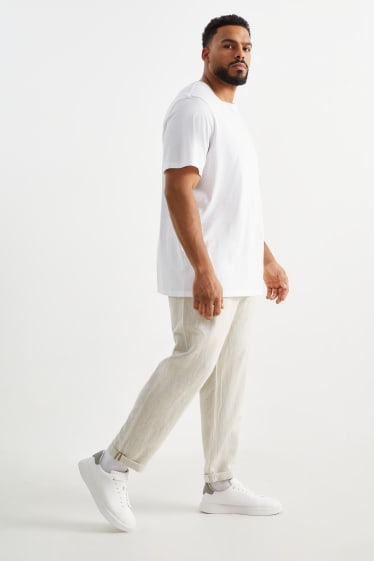 Bărbați - Chino - Tapered Fit - Leinen-Mix - bej deschis