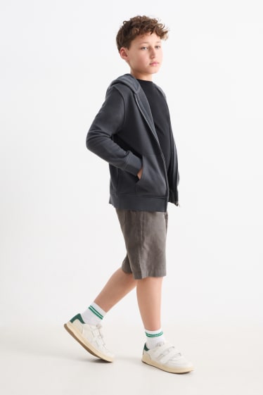 Children Boys - Bermuda shorts - linen blend - dark gray
