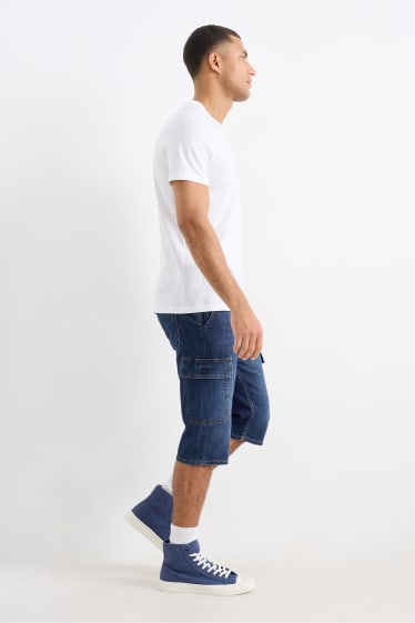 Heren - Cargobermuda van spijkerstof - LYCRA® - jeansblauw
