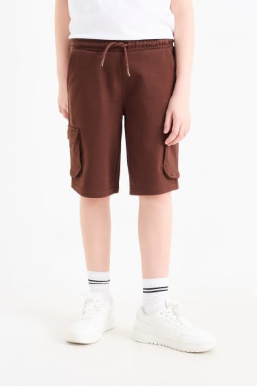 Niños - Pack de 3 - shorts deportivos cargo - marrón oscuro