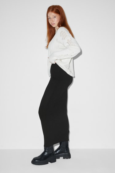 Donna - Gonna in maglia - nero