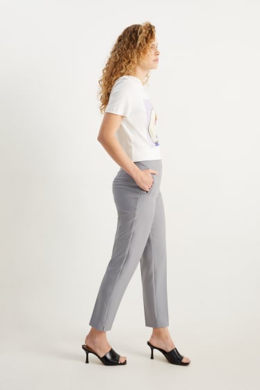 Donna - Pantaloni di stoffa - vita alta - tapered fit - grigio