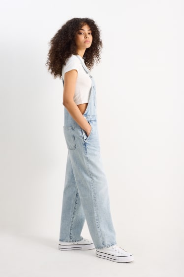 Women - Denim dungarees - relaxed fit - denim-light blue