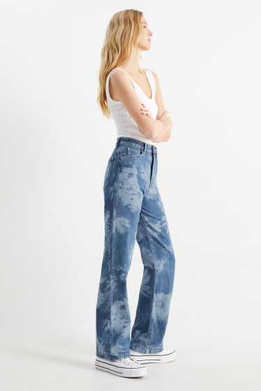 Mujer - CLOCKHOUSE - loose fit jeans - high waist - de flores - vaqueros - azul