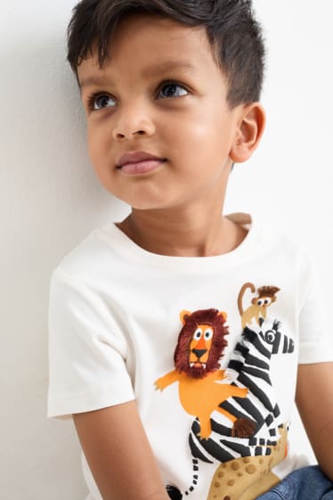 Copii - Animale - tricou cu mânecă scurtă - alb-crem
