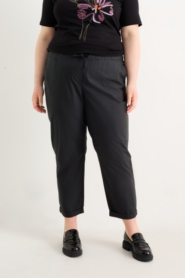 Dames - Pantalon - mid waist - tapered fit - zwart