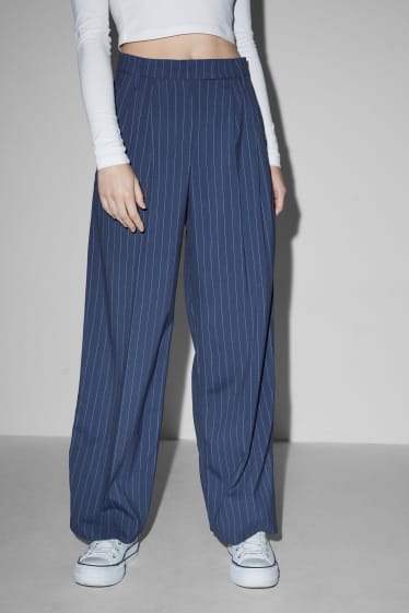 Femmes - CLOCKHOUSE - pantalon de toile - mid waist - wide leg - à rayures - bleu