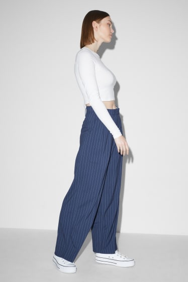 Femmes - CLOCKHOUSE - pantalon de toile - mid waist - wide leg - à rayures - bleu