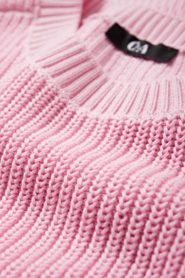 Damen - Strickpullover - kurzarm - pink