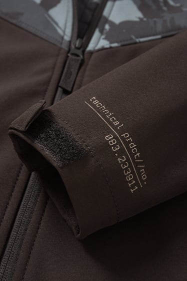 Bambini - Giacca softshell con cappuccio - impermeabile - fantasia - nero