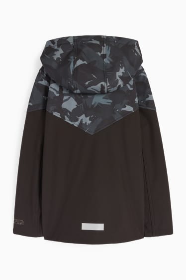 Bambini - Giacca softshell con cappuccio - impermeabile - fantasia - nero