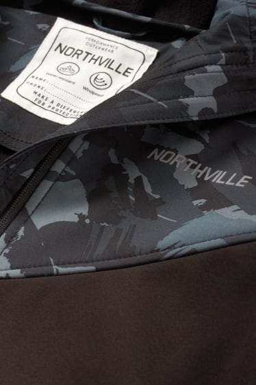 Bambini - Giacca softshell con cappuccio - impermeabile - fantasia - nero