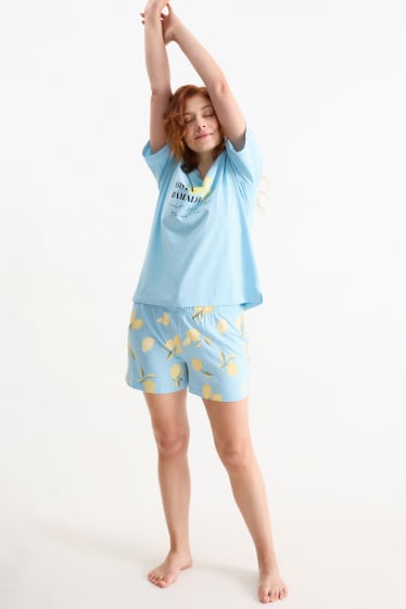 Women - Short pyjamas - light blue